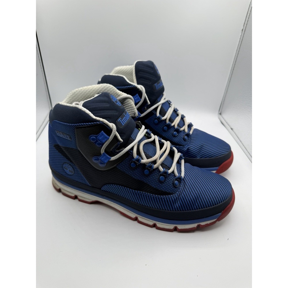 Timberland Euro Hiker Mid Jacquard Hiking Boots Mens 12M Blue Lace Up Camping